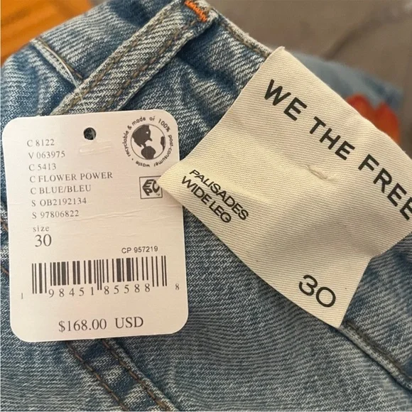 NWT We The Free Palisades Flower Power Wide Leg Jeans Size 30 - Picture 6 of 7